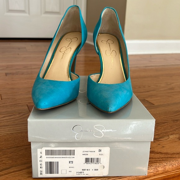 Jessica Simpson Cool Aqua Heels - Picture 1 of 4